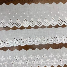 The Fine Quality White Breathable Embroidery Cotton Stretch Lace Trim
